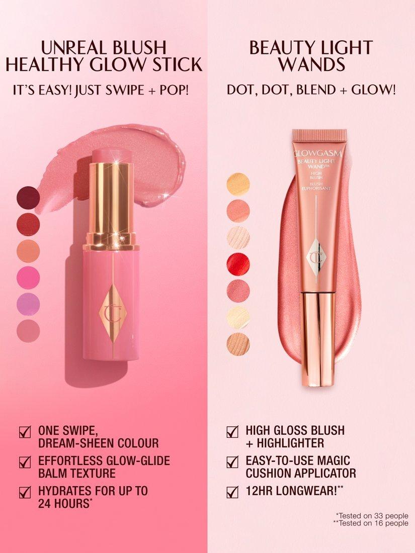 Product image 6 of 8, which shows Charlotte Tilbury Unreal Blush Healthy Glow Stick, Pretty Glow