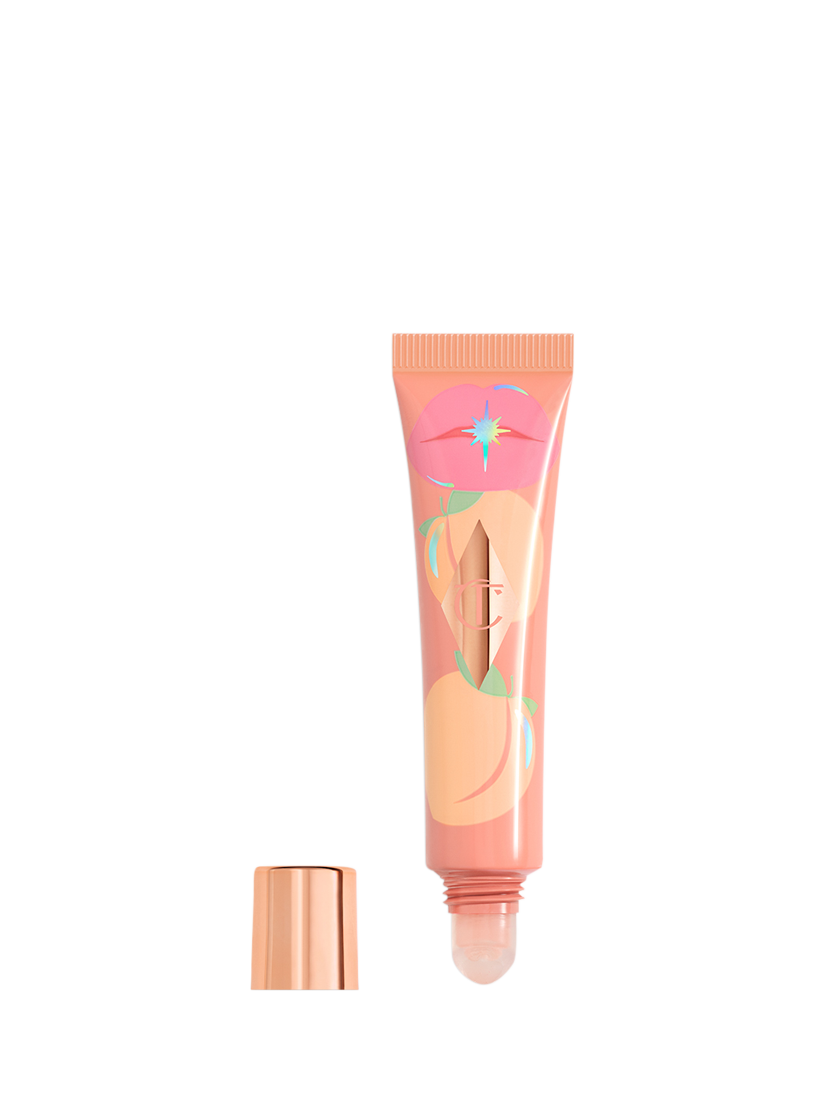 Product image 1 of 7, which shows Charlotte Tilbury Unreal Lips Healthy Glow Nectar Oil, Juicylicious Pure Peach