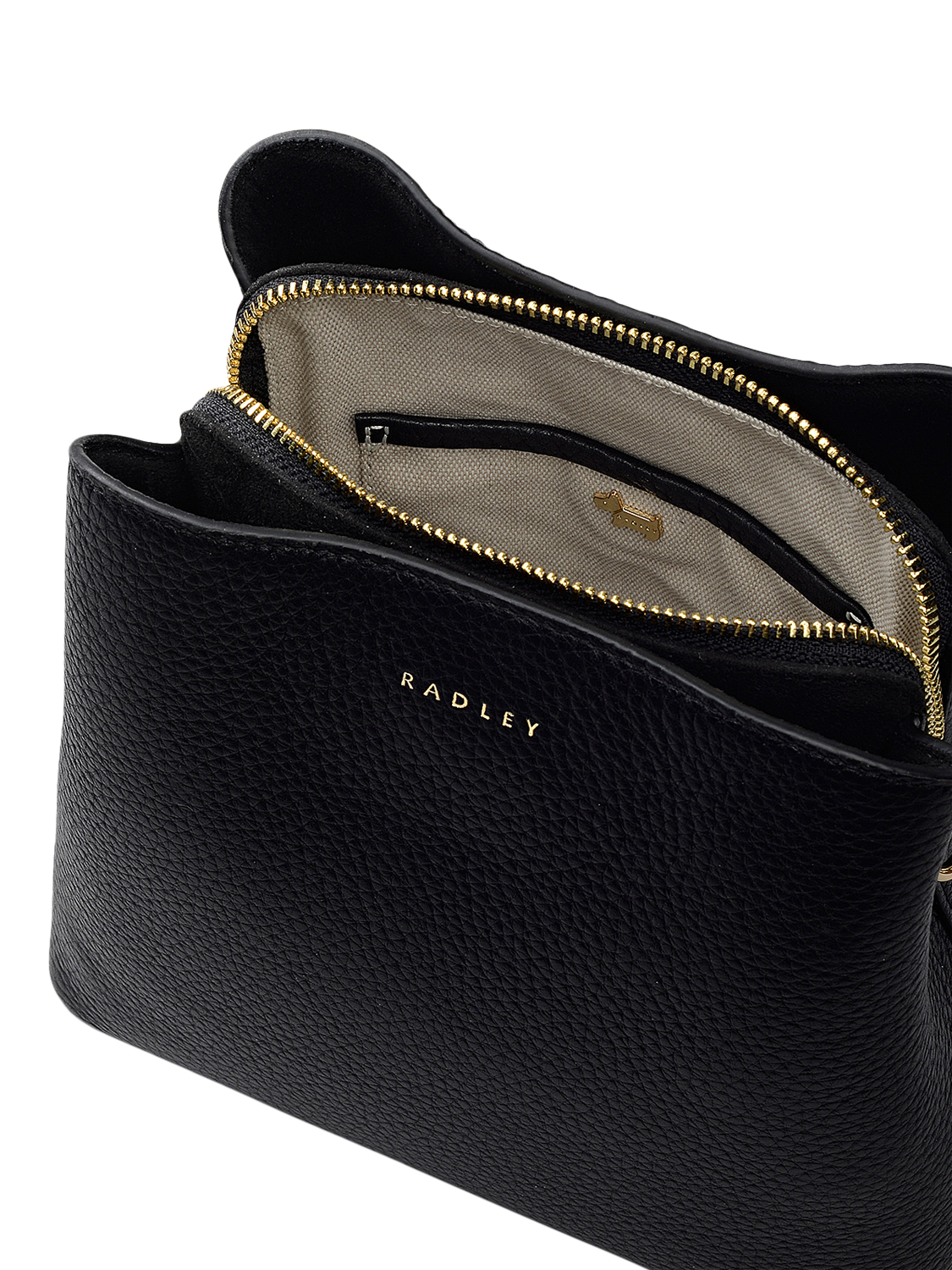 Product image 3 of 4, which shows Radley Dukes Place Leather Small Compartment Crossbody Bag, Black