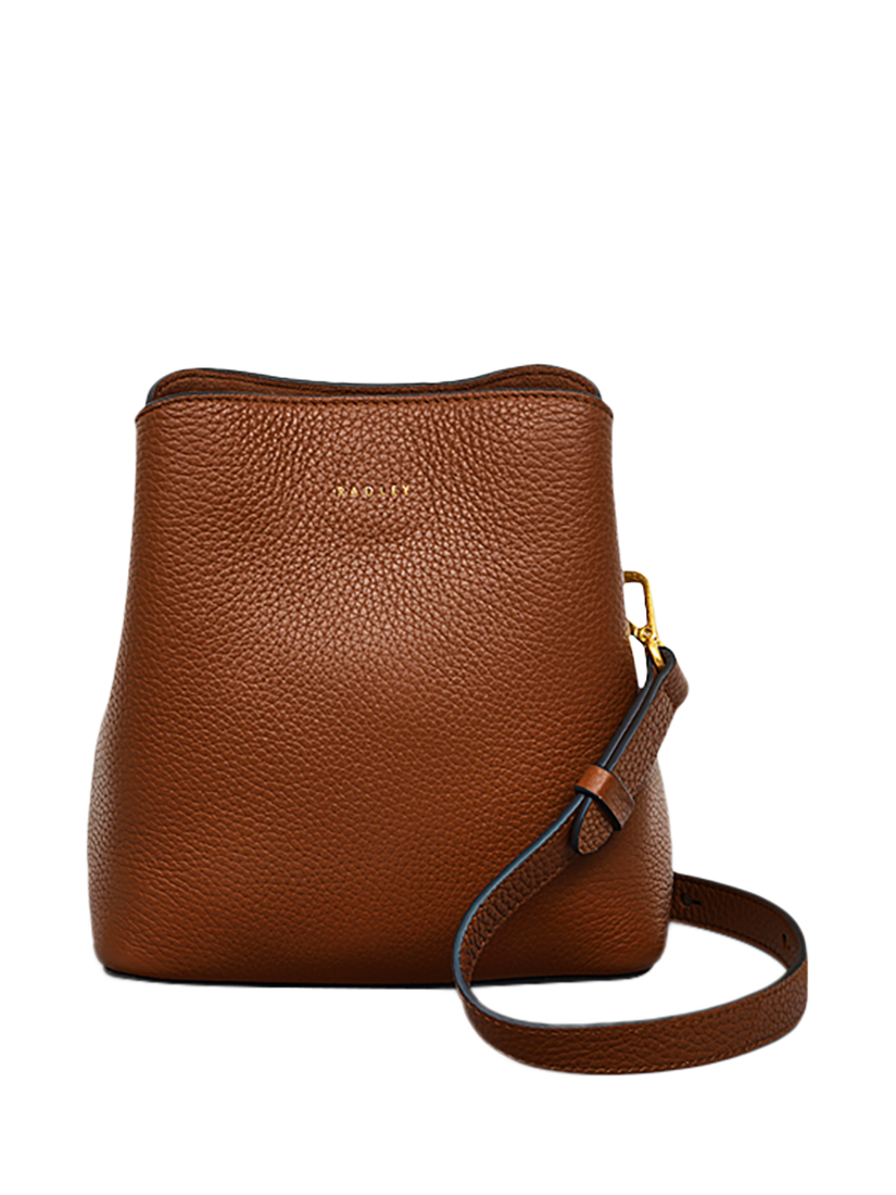 Product image 1 of 4, which shows Radley Dukes Place Leather Small Compartment Crossbody Bag, Saddle