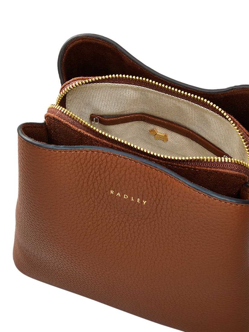 Product image 3 of 4, which shows Radley Dukes Place Leather Small Compartment Crossbody Bag, Saddle
