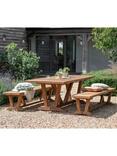 Bramblecrest Kuta 6-Seater Rectangular Teak Wood Garden Dining Table & Bench Set, Natural