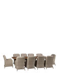 Bramblecrest Kuta Chedworth 10-Seater Rectangular Teak Wood Garden Dining Table & Rattan Chairs Set, Sandstone