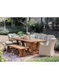 Bramblecrest Kuta Chedworth 8-Seater Rectangular Teak Wood Garden Dining Table, Bench & Rattan Chairs Set, Sandstone