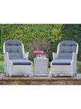 Bramblecrest Monterey 2-Seater Garden Recliner Chairs & Side Table Set, Dove Grey