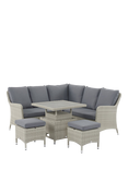 Bramblecrest Tetbury 4-Seater Mini Corner Garden Casual Dining Set with Height Adjustable Square Table, Cloud
