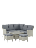 Bramblecrest Tetbury 4-Seater Mini Corner Garden Casual Dining Set with Height Adjustable Square Table, Cloud