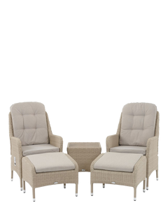 Bramblecrest Tetbury 2-Seater Garden Recliner Chairs & Side Table Set, Nutmeg