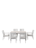 KETTLER Trento 6-8 Seater Extending Rectangular Garden Dining Table & Chairs Set, Pebble
