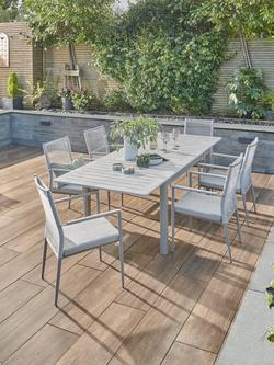 KETTLER Trento 6 Seater Extending Rectangular Garden Dining Table & Chairs Set, Pebble - view 2, Grey