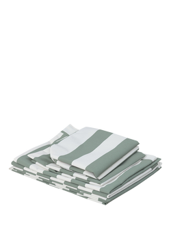 John Lewis Platform Modular 4-Seater Garden Lounging Set Striped Cushion Covers, Green, Green