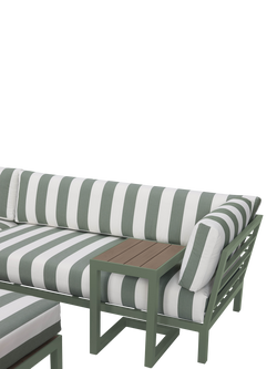John Lewis Platform Modular 4-Seater Garden Lounging Set Striped Cushion Covers, Green - view 2, Green