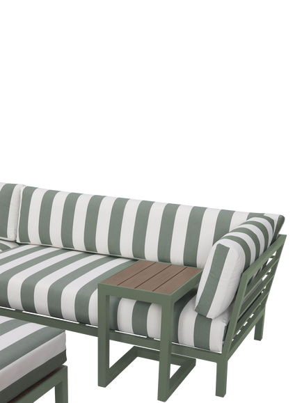 John Lewis Platform Modular 4-Seater Garden Lounging Set Striped Cushion Covers - view 2, Green