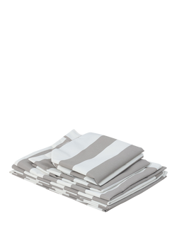 John Lewis Platform Modular 4-Seater Garden Lounging Set Striped Cushion Covers, Grey, Grey