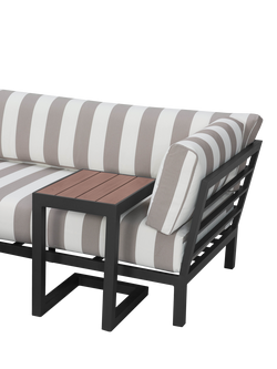 John Lewis Platform Modular 4-Seater Garden Lounging Set Striped Cushion Covers, Grey - view 2, Grey