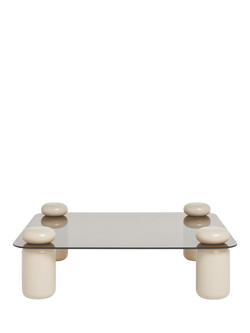 MADE Easton Coffee Table, Brown/Ecru - view 2, Glass-brown, Legs-natural