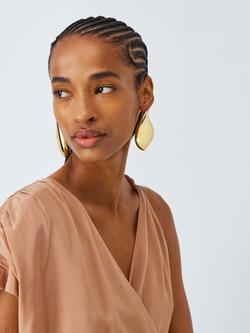 John Lewis Abstract Curved Statement Earrings - view 2, Gold