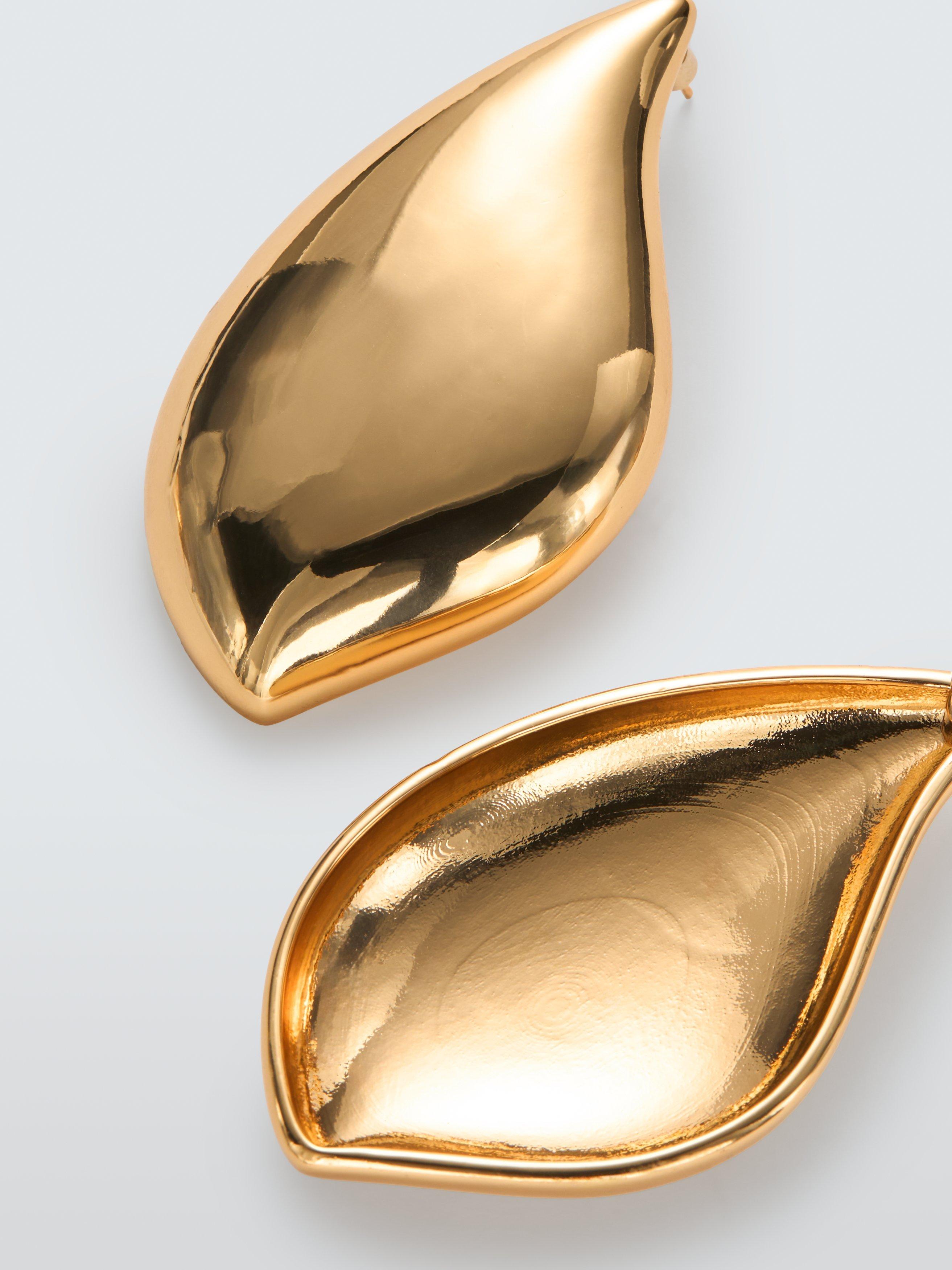 Product image 3 of 4, which shows John Lewis Abstract Curved Statement Earrings, Gold