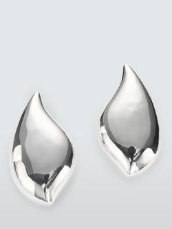 John Lewis Abstract Curved Statement Earrings, Silver