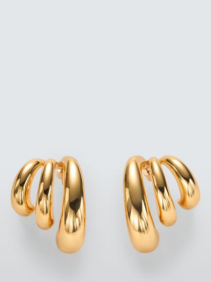 John Lewis Polished Triple Hoop Graduated Earrings, Gold