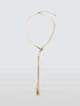 John Lewis Herringbone Double Domed Teardrop Necklace, Gold