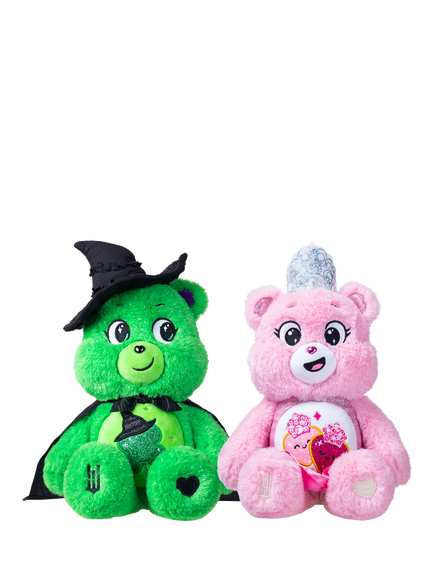 Care Bears x Wicked Plush Set Love-a-Lot Bear as Glinda and Good Luck Bear as Elphaba, Multi
