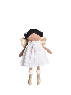 Tikiri Aurora Doll in White Muslin Dress, Multi