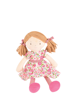 Tikiri Fran Red Hair Rag Doll in Pink Floral Cotton Dress, Multi