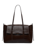 Radley The Chancery Faux Croc Large Flapover Shoulder Bag, Dark Oak