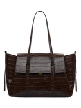 Radley The Chancery Faux Croc Medium Flapover Shoulder Bag, Dark Oak