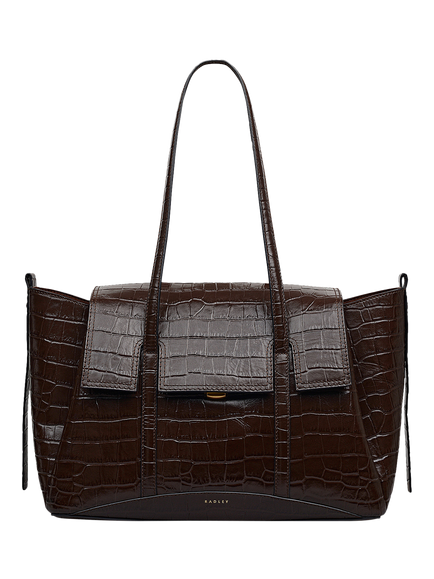 Radley The Chancery Faux Croc Medium Shoulder Bag, Dark Oak