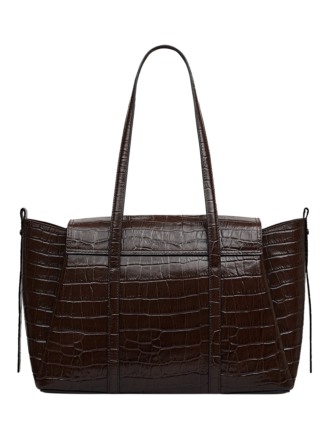Product image 2 of 4, which shows Radley The Chancery Faux Croc Medium Flapover Shoulder Bag, Dark Oak