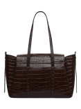 Radley The Chancery Faux Croc Medium Flapover Shoulder Bag, Dark Oak