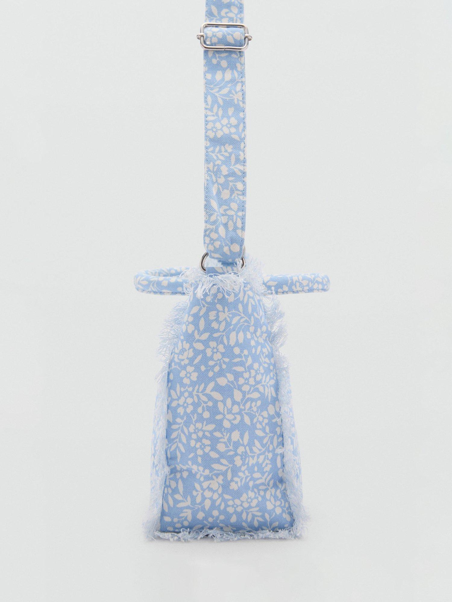 Product image 3 of 5, which shows Mango French Riviera Tote Bag, Light Blue/White