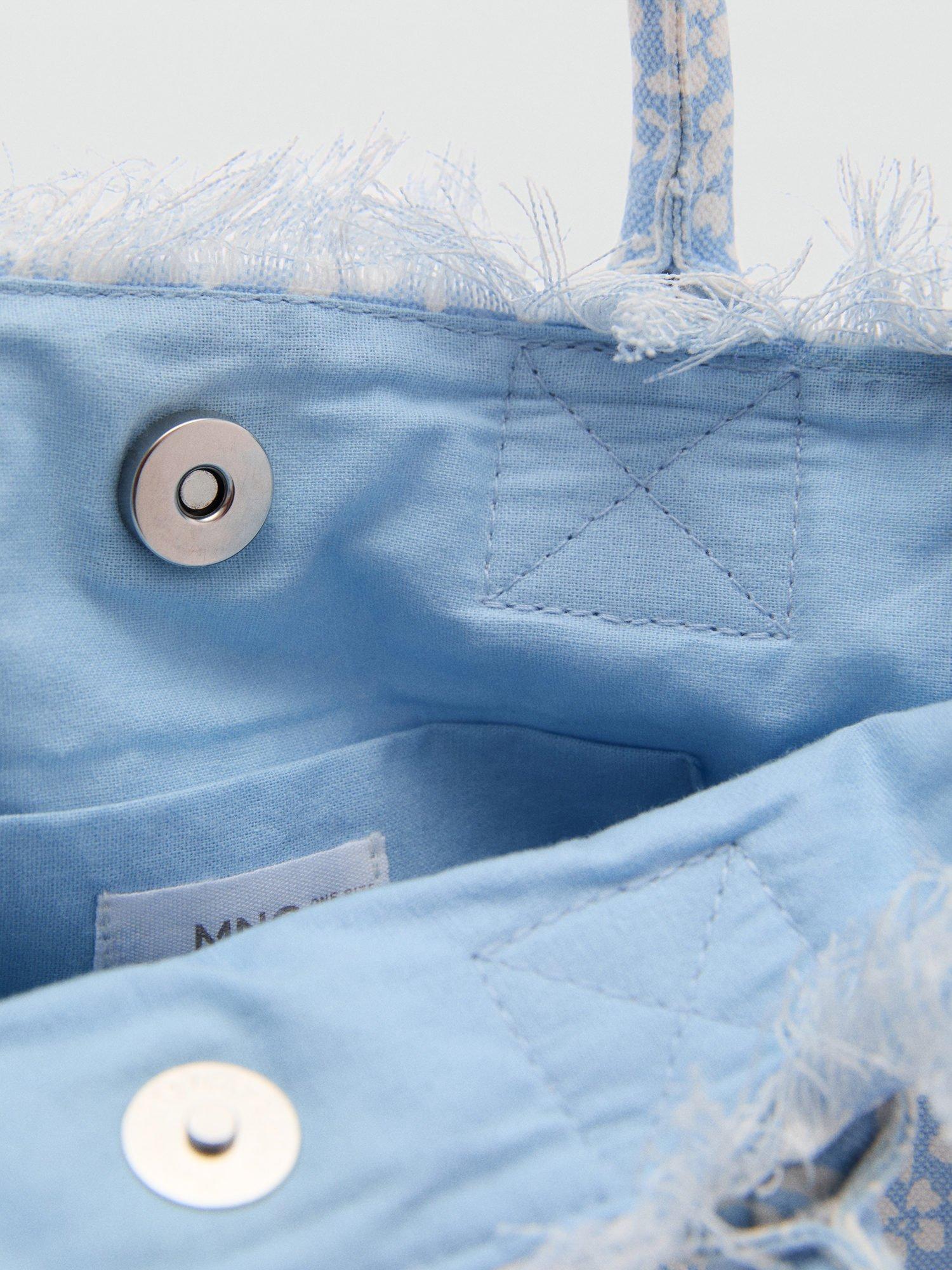 Product image 5 of 5, which shows Mango French Riviera Tote Bag, Light Blue/White