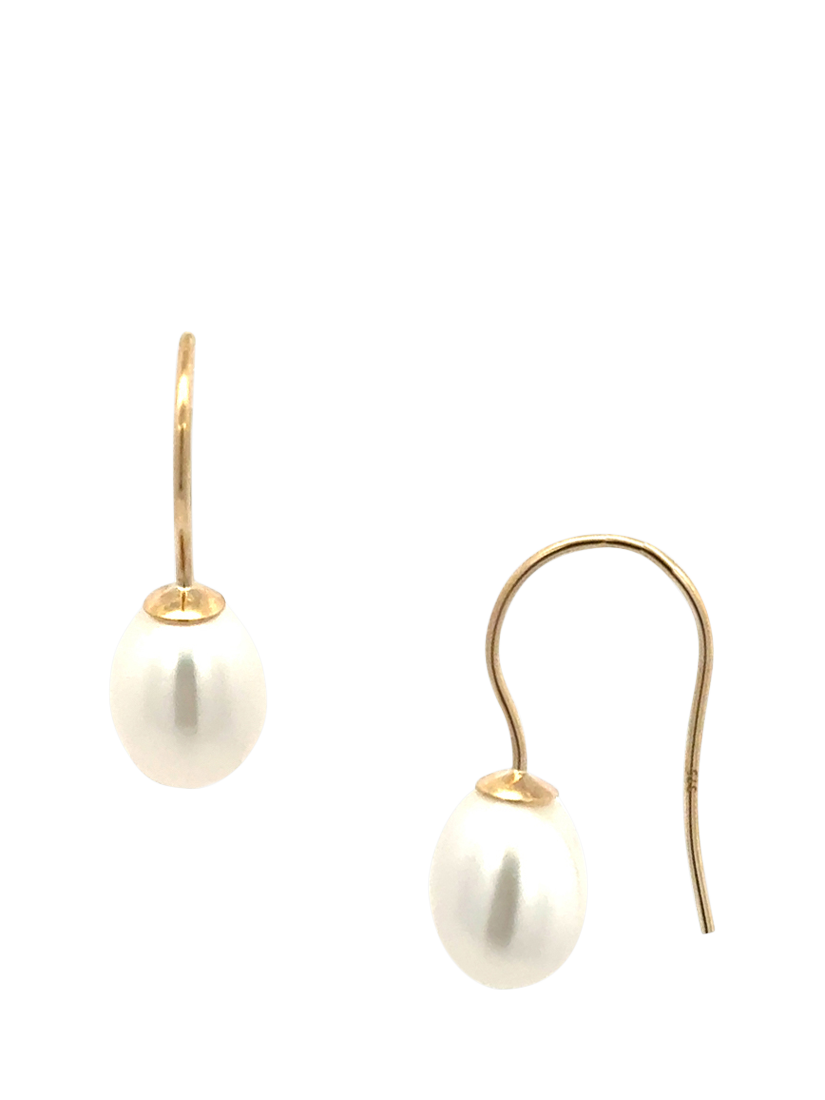 Product image 1 of 2, which shows E.W Adams 9ct Yellow Gold Freshwater Pearl Hook Earrings