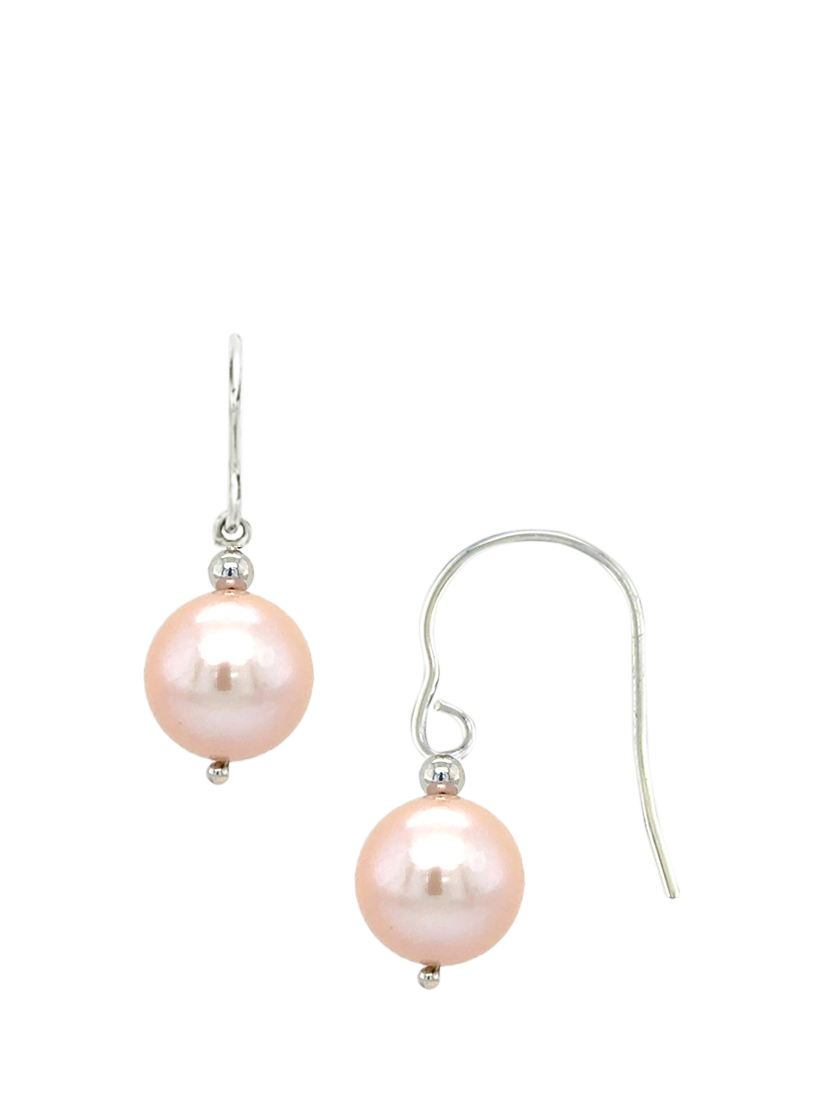 E.W Adams 9ct White Gold Freshwater Pearl Hook Earrings, White Gold/Blush