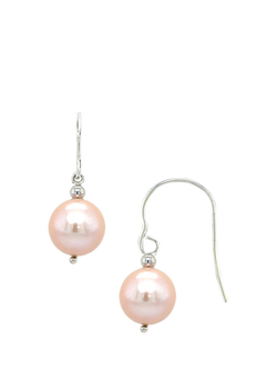 E.W Adams 9ct White Gold Freshwater Pearl Hook Earrings, White Gold/Blush