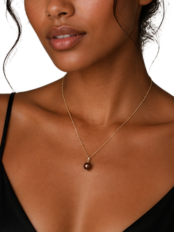 E.W Adams 9ct Yellow Gold Cultured Freshwater Pearl Pendant Necklace - view 2, Gold/Brown