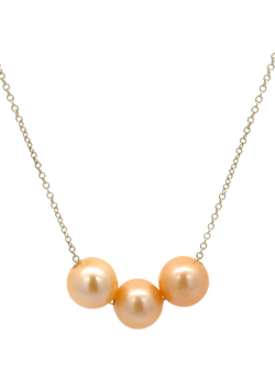 E.W Adams 9ct Yellow Gold Three Pearl String Necklace, Gold, Gold/Yellow