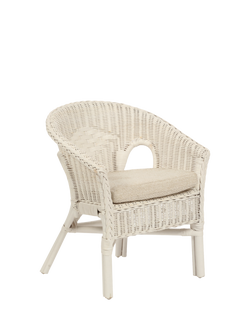 Desser Kids' Rattan Loom Chair with Cushion, White, Natural