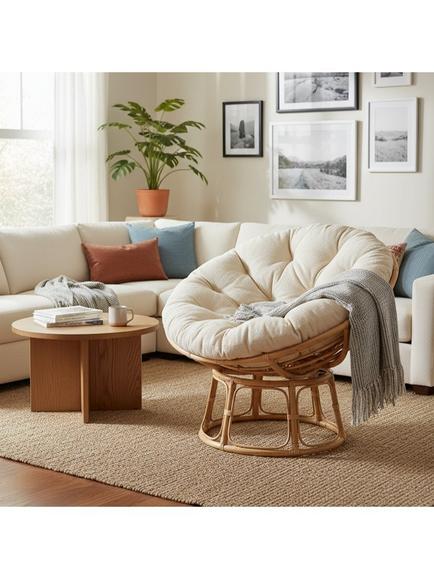 Desser Papasan Rattan Chair, Cloud - view 2, Beige