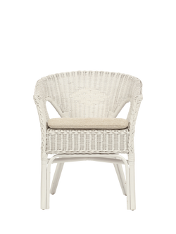 Desser Rattan Loom Chair with Cushion, White, Natural