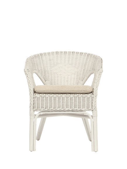 Desser Rattan Loom Chair with Cushion, White, Natural