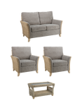 Desser Arlington Rattan 4-Seater Lounging Table & Chairs Set, Grey