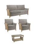 Desser Arlington Rattan 5-Seater Lounging Table & Chairs Set, Grey