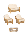 Desser Centurion Rattan 4-Seater Lounging Set with Coffee Table, Cream/Natural
