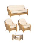 Desser Centurion Rattan 5-Seater Lounging Set with Coffee Table, Cream/Natural