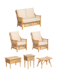 Desser Chester Rattan 4-Seater Lounging Table & Chairs Set, Cream/Natural