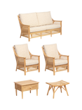 Desser Chester Rattan 5-Seater Lounging Table & Chairs Set, Cream/Natural